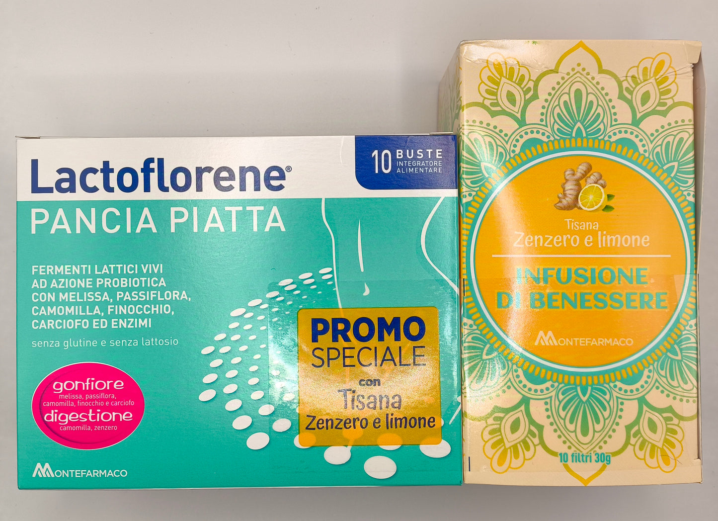 Lactoflorene Pancia Piatta Montefarmaco OTC 10 Buste 985771789 + Tisana Zenzero e limone OMAGGIO