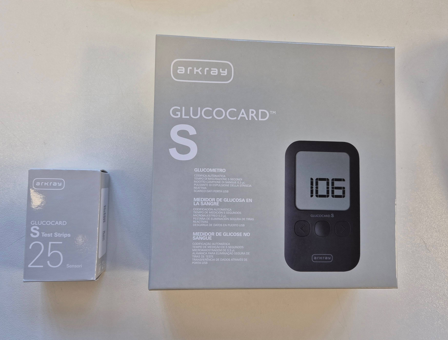 GLUCOCARD S 25 STRISCE MISURAZIONE GLICEMIA (Minsan: 984805996) + IN OMAGGIO: GLUCOMETRO