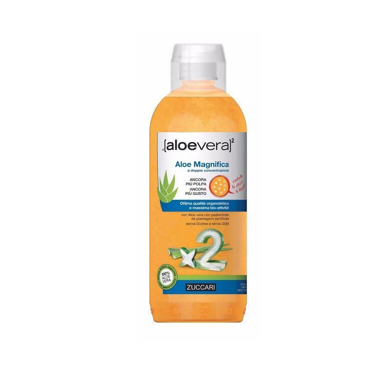 Aloe Vera 2 Aloe Magnifica Succo Puro Doppia Concentrazione azione emolliente e lenitiva del tratto gastrico 1000ml Zuccari di: Zuccari EAN: 8026380801039 MPN: 972055279