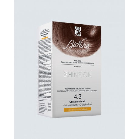 BioNike Shine On 4.3 Castano Dorato tinta permanente capelli 75 ml + tubo 50 ml