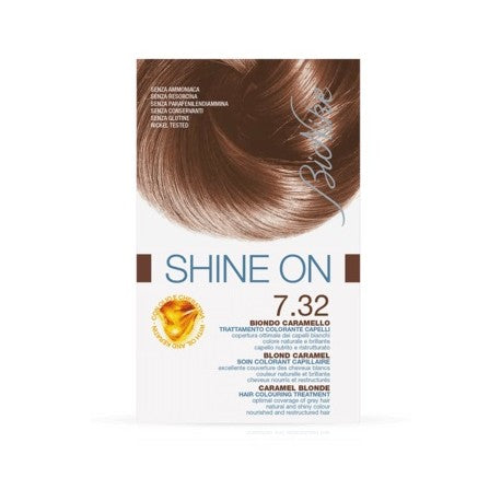 BioNike Shine On 7.32 Biondo Caramello tinta permanente capelli 75 ml + tubo 50 ml