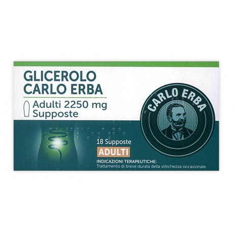 Carlo Erba Glicerolo 18 Supposte Stitichezza Adulti 2250 mg