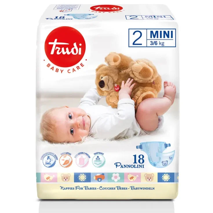PANNOLINI BABY CARE TAGLIA 2 MINI 3/6KG TRUDI 18 PEZZI