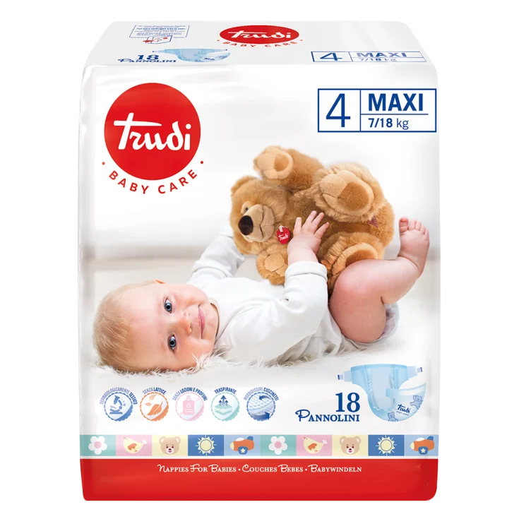 PANNOLINI MAXI 4 7-18KG TRUDI BABY CARE 18 PEZZI