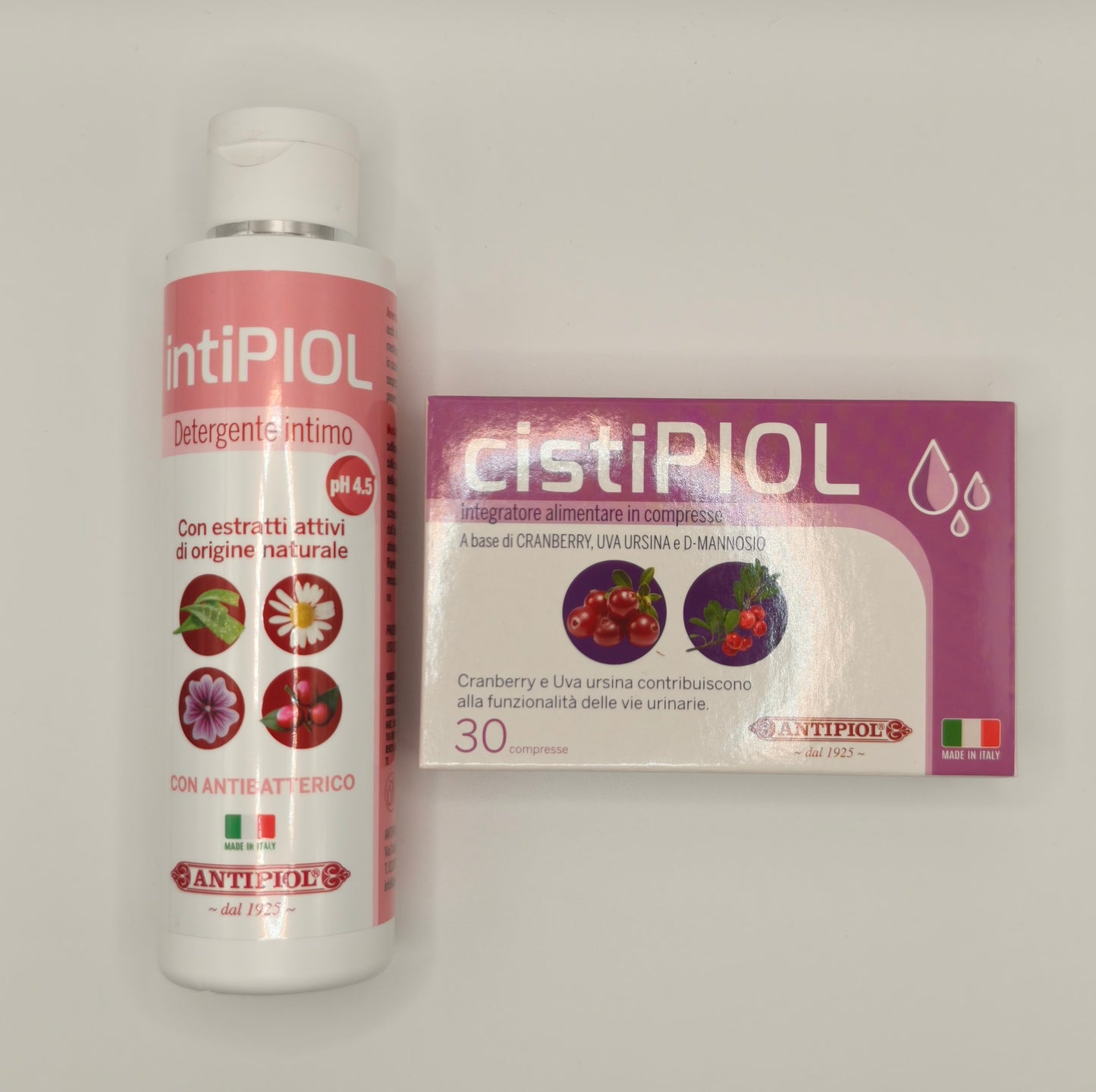 COMBO ANTIPIOL: CistiPIOL Compresse  977632672 + IntiPIOL Detergente Intimo 150mL 983665403