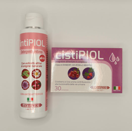 COMBO ANTIPIOL: CistiPIOL Compresse  977632672 + IntiPIOL Detergente Intimo 150mL 983665403