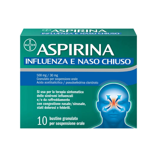 Aspirina Influenza E Naso Chiuso Decongestionante 10 Bustine
