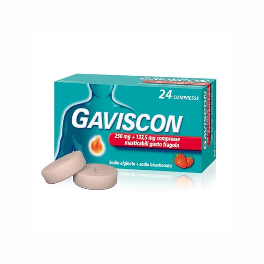 Gaviscon 24 compresse masticabili aroma fragola 250+133,5 mg