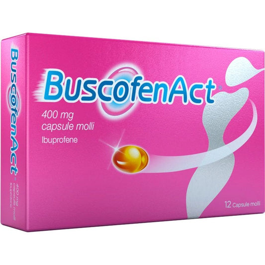 BuscofenAct 400 mg Con Ibuprofene Analgesico Contro Dolori Forti Da Ciclo 12 Capsule Molli