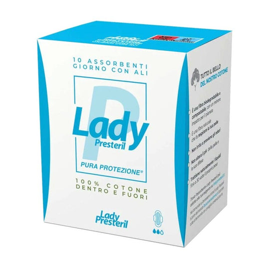 Lady Presteril Assorbenti ripiegati giorno in cotone con ali 10 pezzi