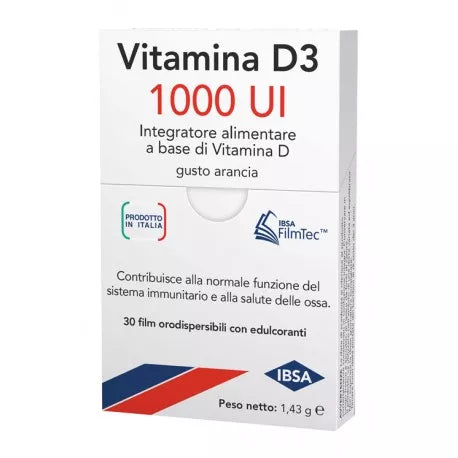 Ibsa Vitamina D3 1000 Ui Integratore per il sistema immunitario 30 Film Orali