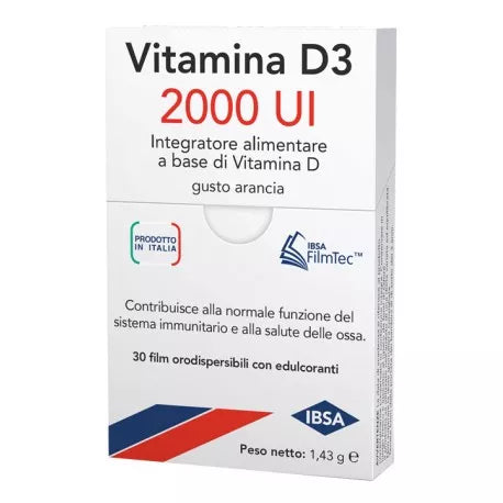 Ibsa Vitamina D3 2000 Ui Integratore per ossa normali 30 Film Orali